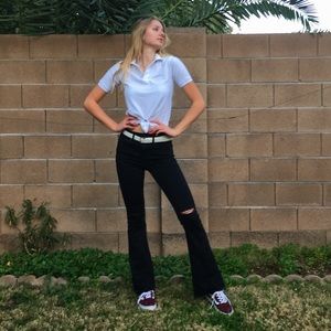 BLACK FLARE AMERICAN EAGLE JEANS SUPER STRETCH